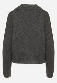 Born2be - Ciemnoszary Sweter o Krótkim Kroju z Kołnierzykiem i Dekoltem w Serek Valentarisa. Okazja: na co dzień. Typ kołnierza: dekolt w serek. Kolor: szary. Materiał: bawełna, jeans. Długość: krótkie. Styl: klasyczny, casual, elegancki #6
