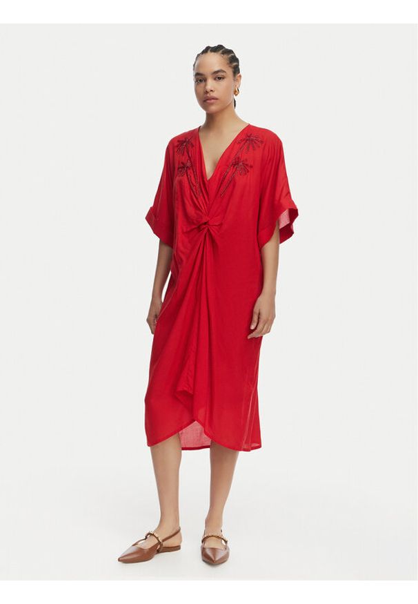 LOLA CASADEMUNT Sukienka letnia LS2616010 Czerwony Relaxed Fit. Kolor: czerwony. Sezon: lato