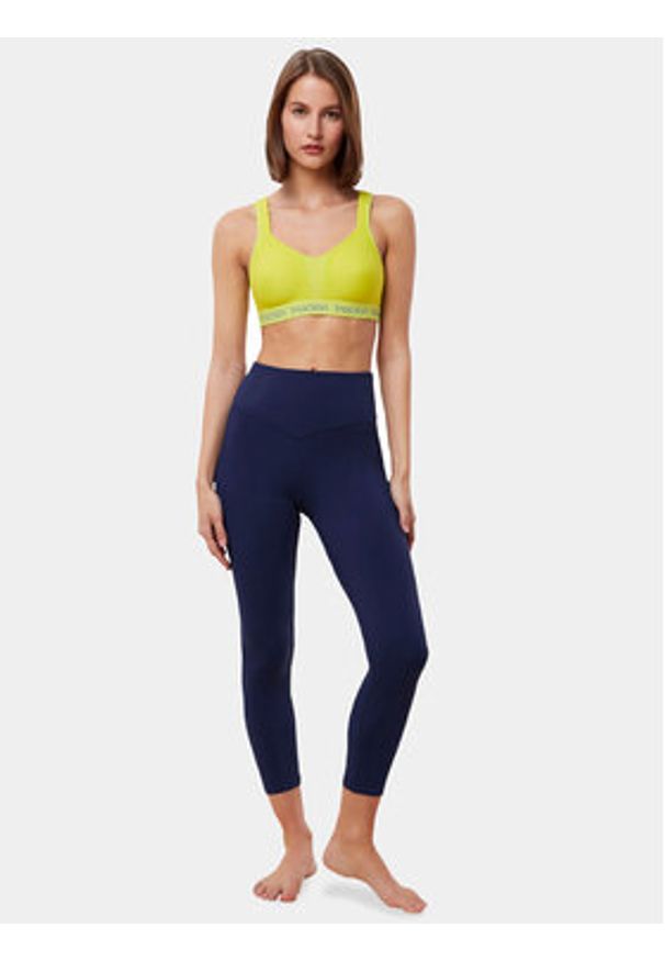 Triumph Legginsy Cardio RTW 7/8 High Waist Leggings Logo 10215957 Granatowy Slim Fit. Stan: podwyższony. Kolor: niebieski. Materiał: syntetyk