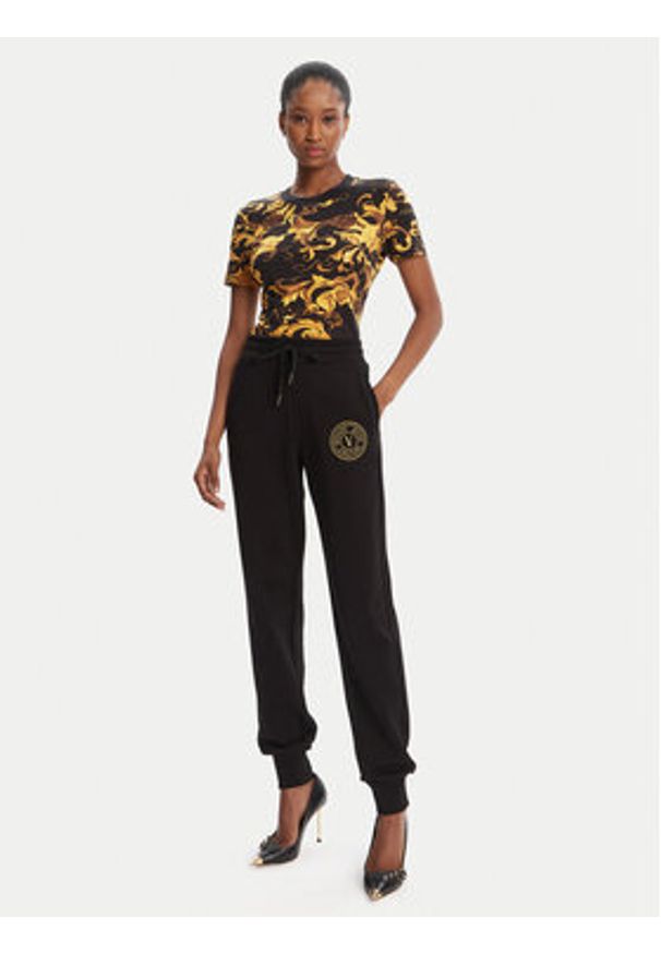 Versace Jeans Couture T-Shirt 79HAH608 JS504 Czarny Slim Fit. Kolor: czarny. Materiał: bawełna