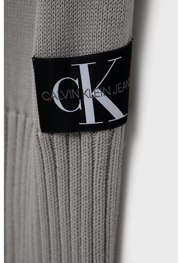 Calvin Klein Jeans Szalik męski kolor szary gładki. Kolor: szary. Wzór: gładki
