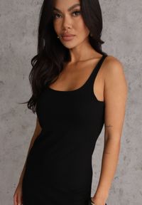 Renee - Czarna Wiskozowa Sukienka Bodycon na Szerokich Ramiączkach Amadina. Kolor: czarny. Materiał: wiskoza. Długość rękawa: na ramiączkach. Wzór: gładki. Typ sukienki: bodycon #3