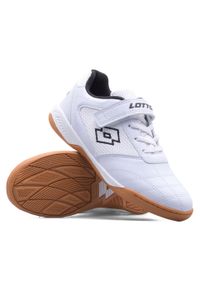 Buty treningowe dziecięce LOTTO WHIZZER halowe, futsal. Kolor: biały. Sport: turystyka piesza, piłka ręczna