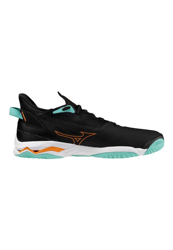 Buty halowe Mizuno Wave Mirage 5. Kolor: czarny, niebieski, pomarańczowy, wielokolorowy. Model: Mizuno Wave. Sport: piłka ręczna