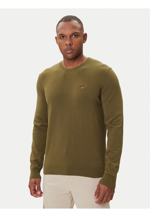 Aeronautica Militare Sweter 252MA1611UL00506 Zielony Regular Fit. Kolor: zielony. Materiał: bawełna