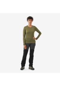 SIMOND - Koszulka trekkingowa damska Forclaz Travel 100 Merino Fresh. Materiał: wełna, akryl, materiał. Sport: turystyka piesza