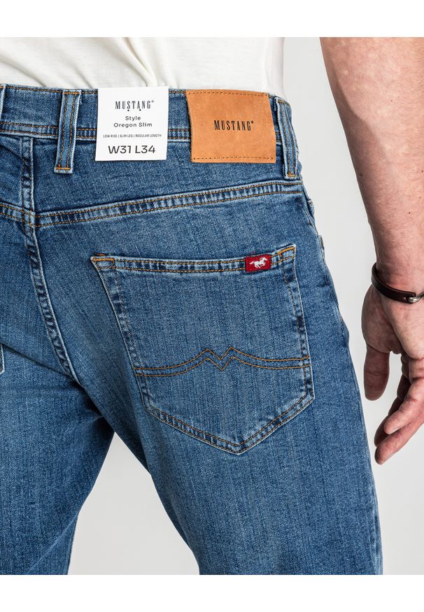 Męskie Spodnie Jeansowe Mustang Oregon Slim Denim Blue 1015042 5000 583