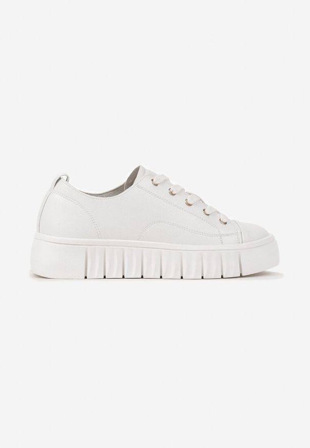 Born2be - Białe Sznurowane Sneakersy Vices na Płaskiej Podeszwie Firori. Zapięcie: sznurówki. Kolor: biały. Materiał: jeans. Wzór: aplikacja, jednolity. Obcas: na płaskiej podeszwie