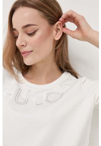 Liu Jo bluza damska kolor beżowy z aplikacją. Kolor: beżowy. Materiał: materiał. Długość rękawa: długi rękaw. Długość: długie. Wzór: aplikacja. Styl: klasyczny #4