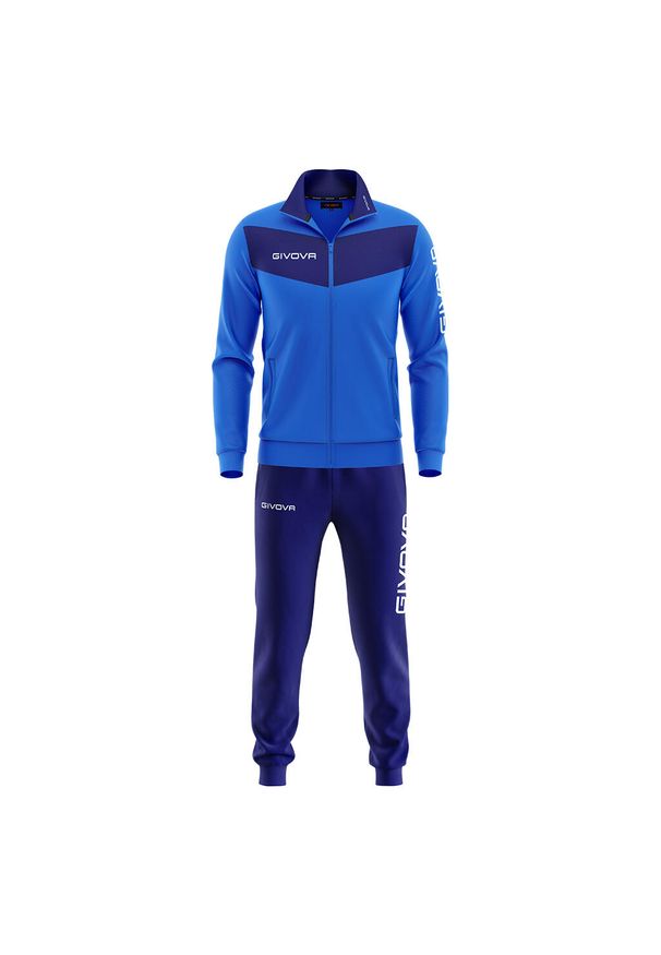 Dres piłkarski dla dorosłych Givova Tuta Visa niebiesko-granatowy. Kolor: niebieski. Materiał: dresówka