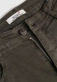 Renee - Ciemnozielone Szerokie Jeansy z Bawełny Violore. Stan: podwyższony. Kolor: beżowy #7