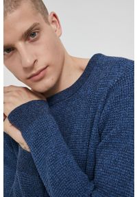 medicine - Medicine - Sweter bawełniany Basic. Okazja: na co dzień. Kolor: niebieski. Materiał: bawełna. Wzór: ze splotem. Styl: casual #6