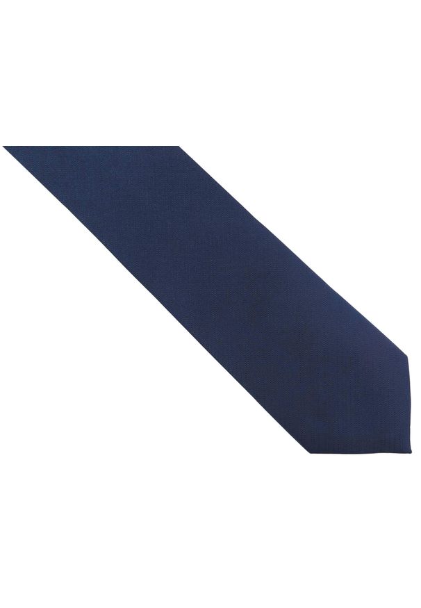 Adam Collection - Granatowy krawat męski, strukturalny materiał - paski D289. Kolor: niebieski. Materiał: materiał. Wzór: paski