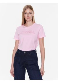 TOMMY HILFIGER - Tommy Hilfiger T-Shirt Tonal WW0WW37562 Różowy Regular Fit. Kolor: różowy. Materiał: bawełna