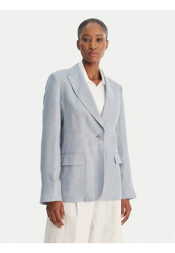 Weekend Max Mara Marynarka Nalut 2615041072 Błękitny Regular Fit. Kolor: niebieski. Materiał: len