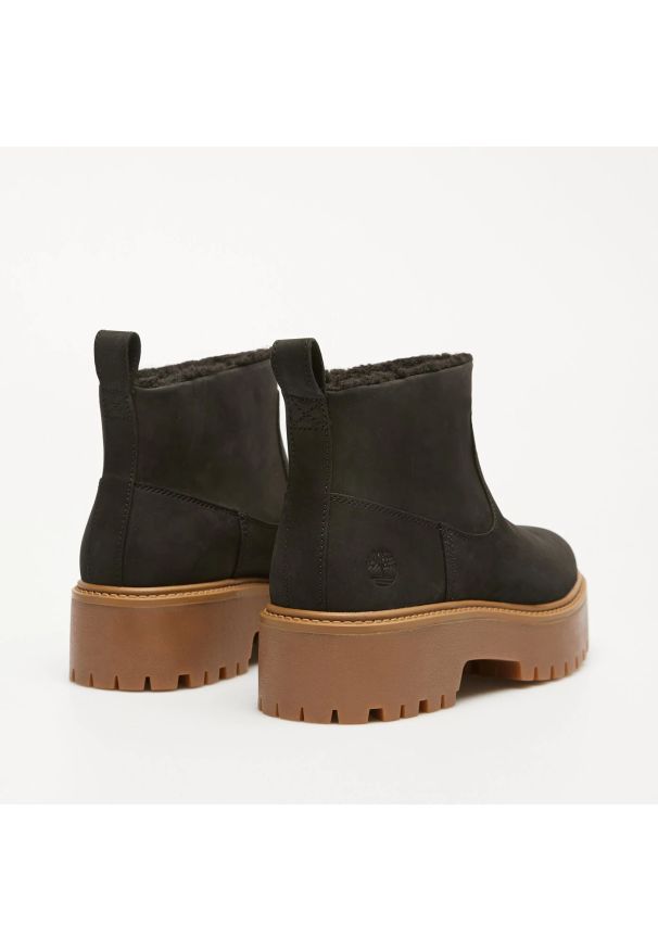Timberland STONE STREET MID WARM LINED BOOT BLACK NUBUCK Botki damskie. Kolor: czarny. Materiał: nubuk. Styl: street