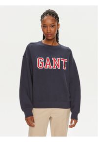 GANT - Gant Bluza Logo 4200840 Granatowy Relaxed Fit. Kolor: niebieski. Materiał: bawełna