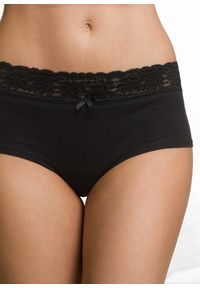 bonprix - Figi panty maxi (4 pary). Kolor: czarny. Wzór: gładki #3