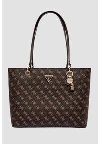 Guess - GUESS Brązowa damska shopperka logowana Noelle Tote. Kolor: brązowy. Materiał: skórzane