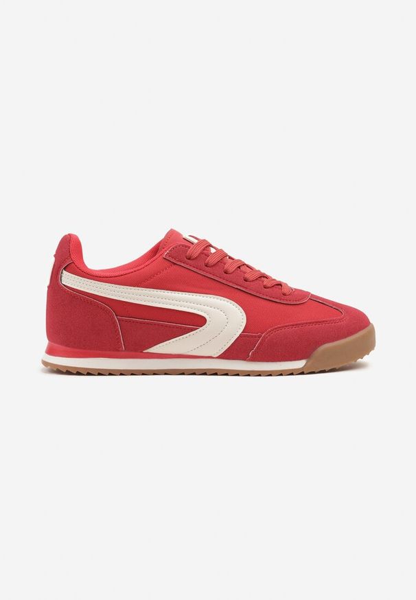 Renee - Czerwone Basicowe Sneakersy Ellimira. Okazja: na co dzień. Kolor: czerwony. Materiał: jeans