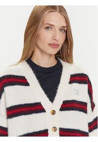 Tommy Jeans Kardigan Badge DW0DW21678 Écru Relaxed Fit. Materiał: syntetyk