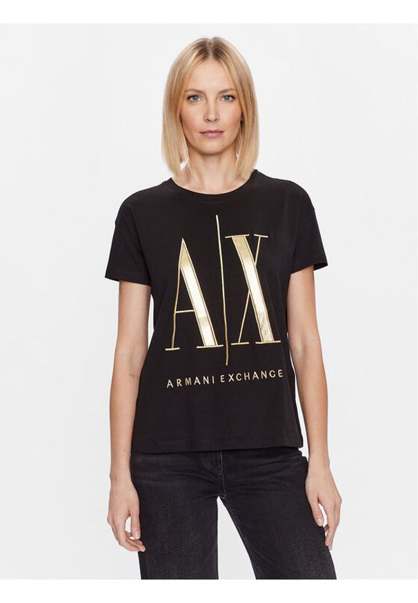 Armani Exchange T-Shirt 8NYTMX YJG3Z 1200 Czarny Regular Fit. Kolor: czarny. Materiał: bawełna