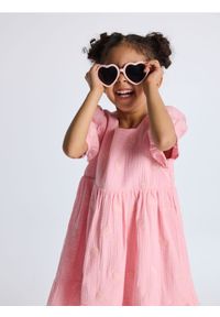 Reserved - Muślinowa sukienka z haftem - pastelowy róż. Kolor: różowy. Materiał: bawełna, tkanina. Wzór: haft #1