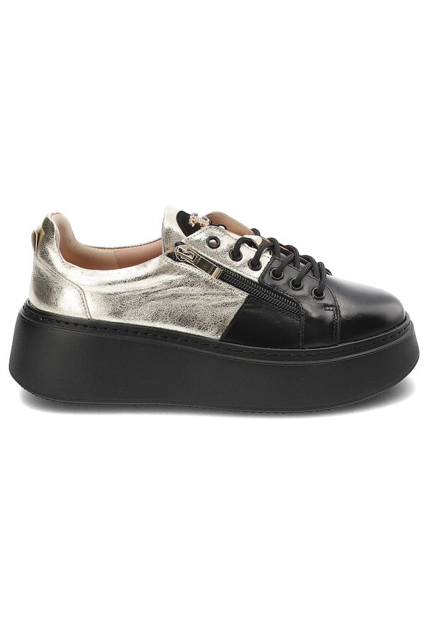 Czarne Sneakersy Armodo Modne Obuwie Damskie. Okazja: na uczelnię, na co dzień. Kolor: czarny. Materiał: skóra. Styl: elegancki, casual
