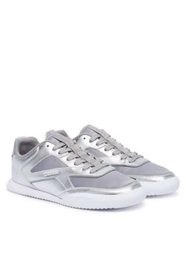 Calvin Klein Sneakersy Low Pro Run Lace Stripe Met Lth HW0HW03272 Srebrny. Kolor: srebrny. Materiał: materiał. Sport: bieganie