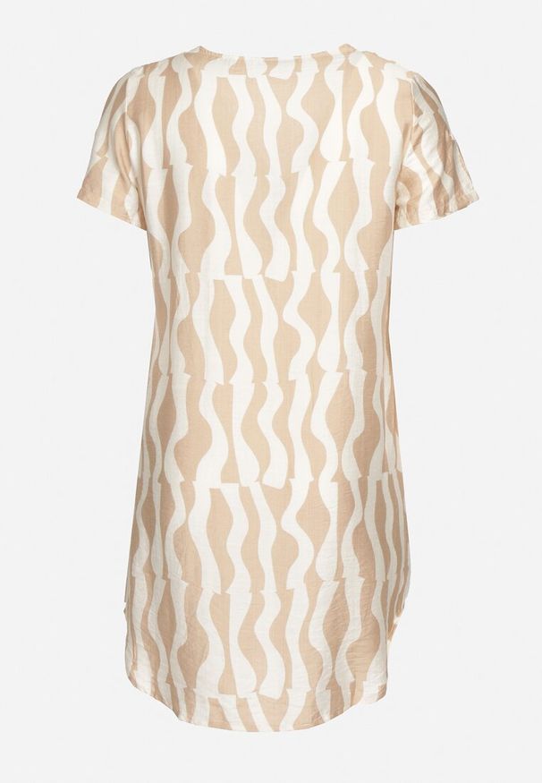 Born2be - Jasnobeżowa Rozkloszowana Sukienka z Dekoltem w Serek Vikisora. Okazja: na co dzień, na randkę, do pracy, na spotkanie biznesowe. Typ kołnierza: dekolt w serek. Kolor: beżowy. Materiał: wiskoza, tkanina. Sezon: lato. Typ sukienki: sportowe. Styl: sportowy, biznesowy, casual, elegancki, klasyczny