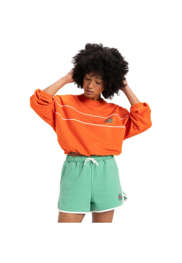 Quiksilver - Spodenki z elastyczną talią dla Kobiety SCALLOP Zielony. Kolor: czerwony, pomarańczowy, wielokolorowy. Materiał: materiał, poliester, bawełna. Długość: krótkie