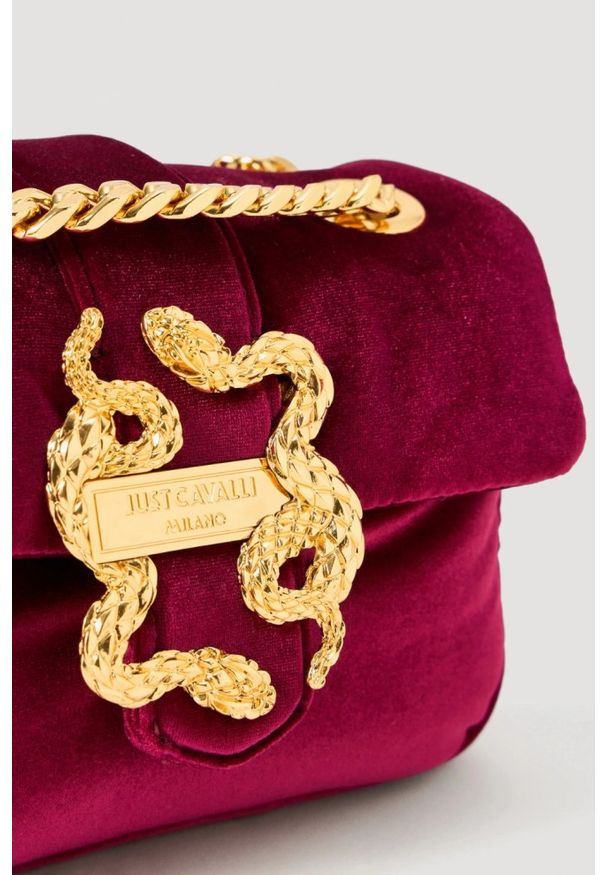 Just Cavalli - JUST CAVALLI Malinowa kopertówka Iconic Iconic Snakes Puffy - Style 3. Kolor: różowy. Styl: elegancki