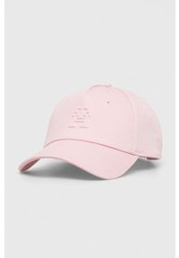 TOMMY HILFIGER - Tommy Hilfiger czapka z daszkiem bawełniana kolor różowy gładka. Kolor: różowy. Materiał: bawełna. Wzór: gładki