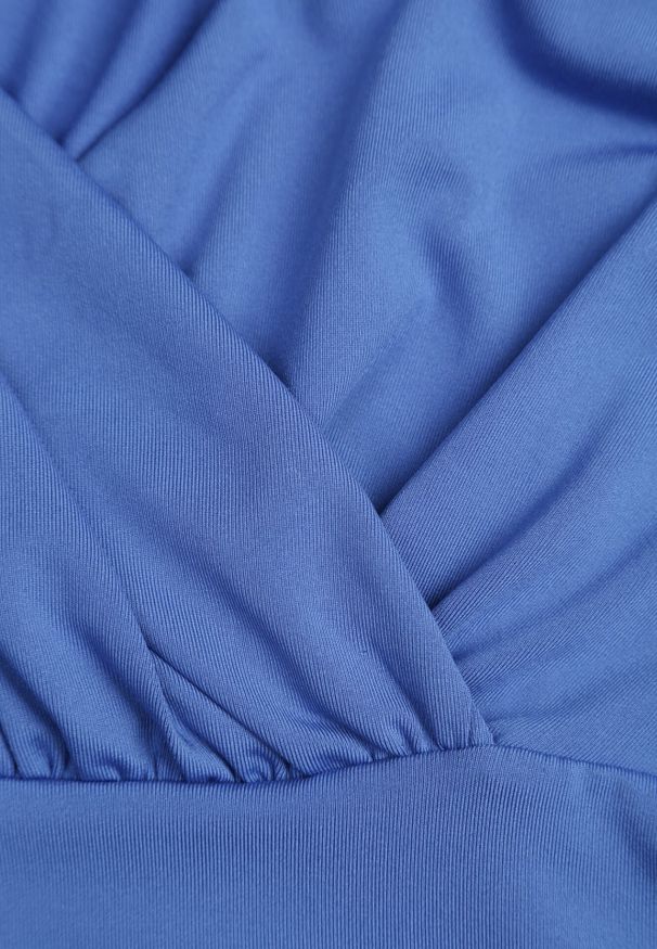 Born2be - Niebieska Bluzka Phylys. Kolor: niebieski. Materiał: dzianina. Długość rękawa: długi rękaw. Długość: długie. Wzór: gładki