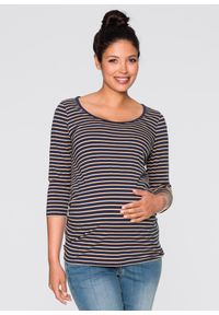 bonprix - Shirt ciążowy z nadrukiem (2 szt.), bawełna organiczna. Kolekcja: moda ciążowa. Kolor: niebieski. Materiał: bawełna. Wzór: nadruk #1