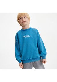 Reserved - Bawełniana bluza z efektem sprania - Turkusowy. Kolor: niebieski, turkusowy. Materiał: bawełna #1