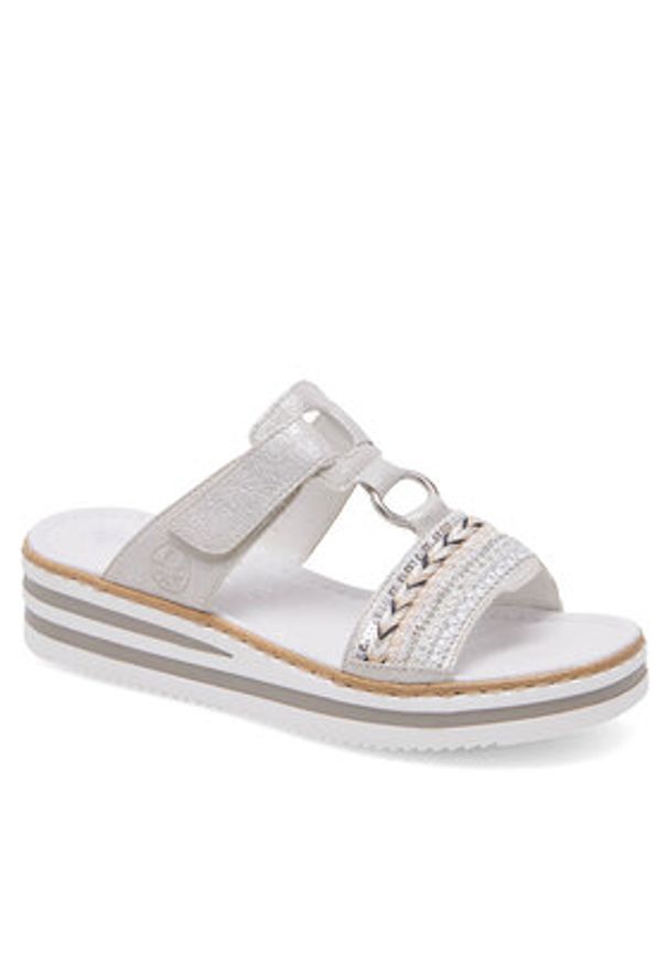 Rieker Klapki V02M6-40 Szary. Kolor: szary. Materiał: skóra, syntetyk