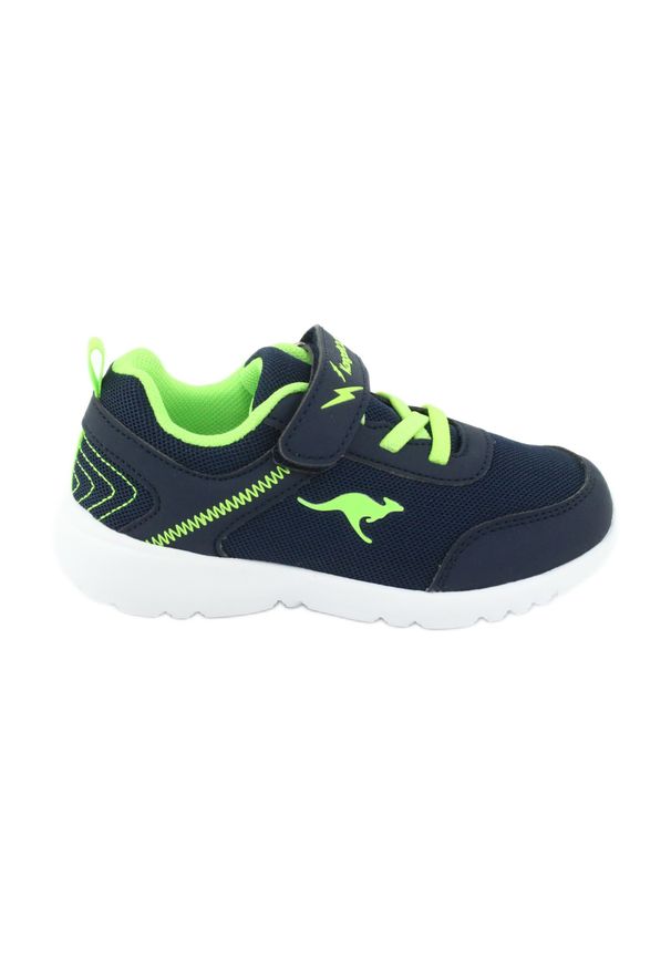 KangaRoos - Lekkie Buty sportowe KangaROOS 02050 granatowe zielone. Zapięcie: rzepy. Kolor: wielokolorowy, zielony, niebieski. Materiał: syntetyk, materiał, tkanina