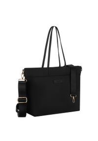 Czarna, duża shopperka damska z nylonu, mieszcząca format A4 i zamykana klipsem magnetycznym Peterson PTN JN-10. Kolor: czarny. Rodzaj torebki: do ręki #1