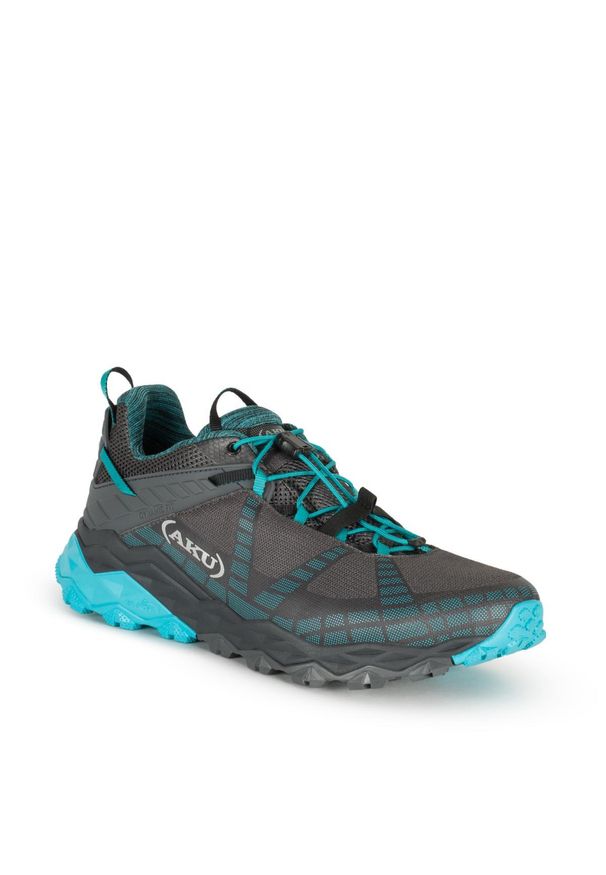 Buty sportowe trekkingowe damskie Aku Flyrock Gore-tex wytrzymałe. Kolor: wielokolorowy, niebieski, szary. Materiał: materiał. Szerokość cholewki: normalna. Styl: sportowy