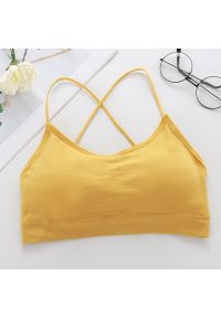 Intica - Biustonosz na cienkich ramiączkach z elastycznego materiału Unnie. Kolor: żółty. Materiał: materiał