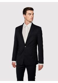 Pako Lorente - PAKO LORENTE – Granatowa wełniana marynarka garniturowa w kratę. Kolor: niebieski. Materiał: wełna. Styl: klasyczny #4