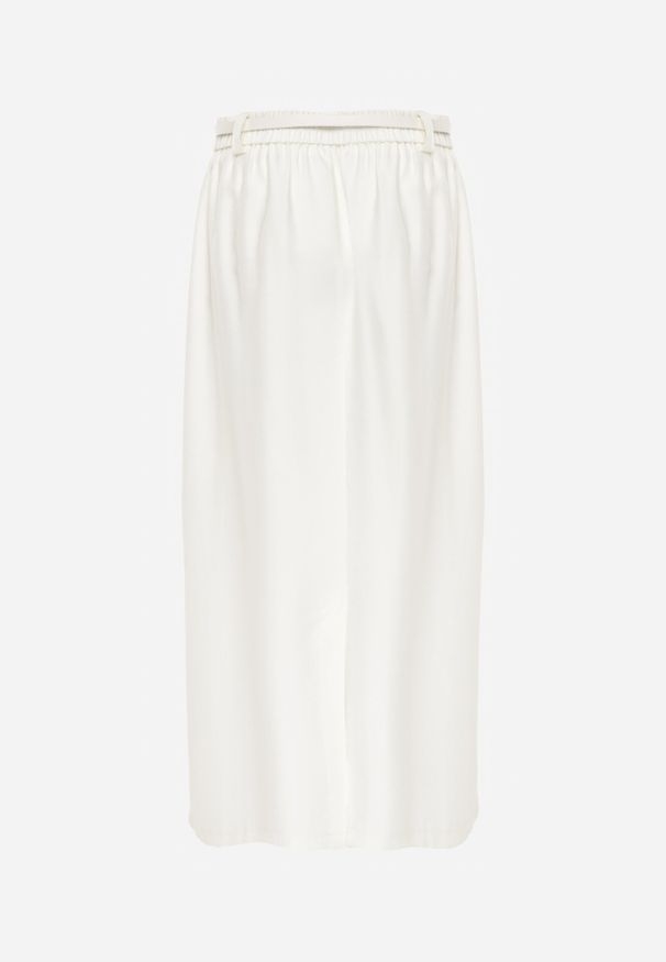 Born2be - Jasnobeżowa Wiskozowa Spódnica o Rozkloszowanym Kroju z Plisami i Paskiem Rolea. Okazja: na co dzień, na randkę, na imprezę. Kolor: beżowy. Materiał: wiskoza. Długość: długie. Styl: elegancki, klasyczny, casual