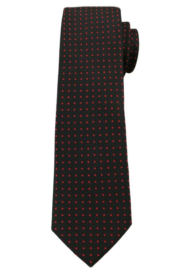 Oryginalny Męski Krawat w Drobne Groszki - 6 cm - Angelo di Monti, Czarny. Kolor: czarny. Wzór: grochy