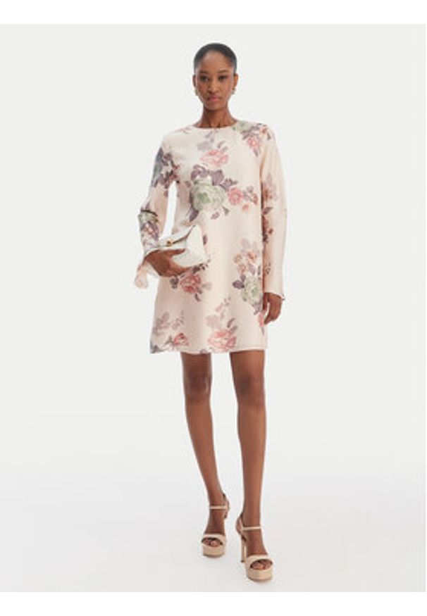 Marella Sukienka codzienna Samba 2613221171 Beżowy Regular Fit. Okazja: na co dzień. Kolor: beżowy. Materiał: jedwab. Typ sukienki: proste. Styl: casual