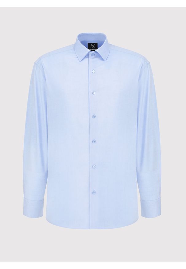 Pako Lorente - PAKO LORENTE – Gładka elegancka błękitna koszula męska. Typ kołnierza: kołnierzyk klasyczny. Kolor: niebieski. Materiał: bawełna. Długość rękawa: długi rękaw. Długość: długie. Wzór: gładki. Styl: elegancki