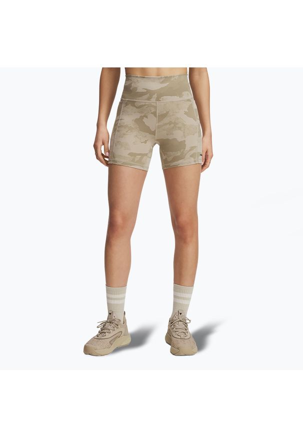 Spodenki treningowe damskie Under Armour Project Rock Middy. Kolor: beżowy