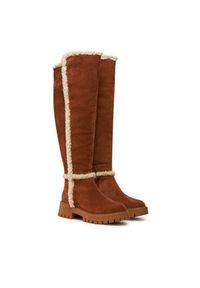 MICHAEL Michael Kors Kozaki Asher Suede and Faux Shearling Boot 40F4ASFB6S Brązowy. Kolor: brązowy. Materiał: skóra, zamsz #6