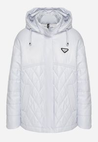 Born2be - Jasnoniebieska Kurtka Pikowana z Odpinanym Kapturem i Aplikacją Sarlia. Kolor: niebieski. Materiał: jeans. Wzór: aplikacja. Styl: klasyczny, elegancki #3