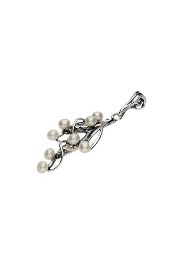 Polcarat Design - Srebrny wisiorek z perełkami GAŁĄZKA W 969 perła. Materiał: srebrne. Kolor: srebrny. Kamień szlachetny: perła